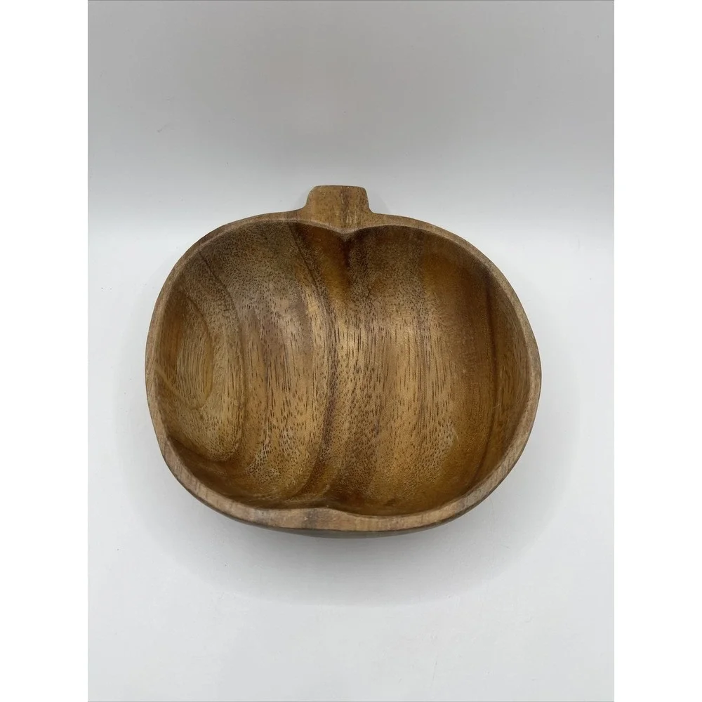 Monkey Pod Wood Decorative Bowl Apple Shaped